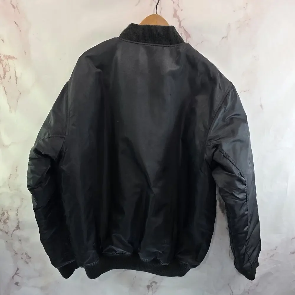 Vintage Y2K Jacket Mens Large Black Bomber Zip Sean John P Diddy Satin Coat Rare